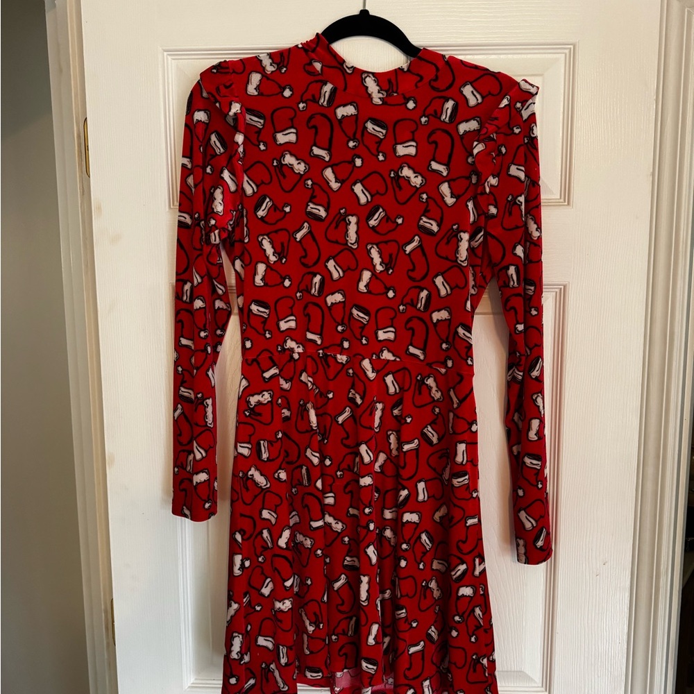 Xhilaration Red Long Sleeve Sundress Crew Neck